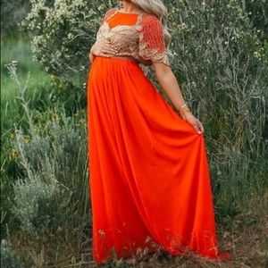 Virgos Lounge Red/Gold embellished Maxi dress 6